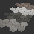 Hexagonal tiled floor tile 3d model