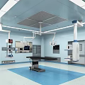 Modern Operating Room Interior With Surgical Table Advanced Imaging Device And Monitors 3d model