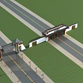 Traditional Chinese Entrance Gate With Pagoda Style Roof Inscription Plaque And Approach Road