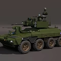 Green Military Armored Vehicle Weapon System With 8 Wheeled Design And Soldier Operated Machine Gun