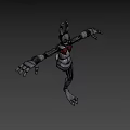 Unique Game and Movie Character 3D Model with Slender Limbs Antenna Head and Red Details