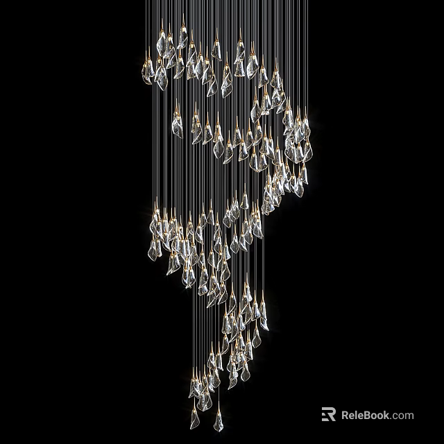 Elegant Modern Crystal Chandelier With Hanging Pendant Crystals And Illuminated Design 3d model 