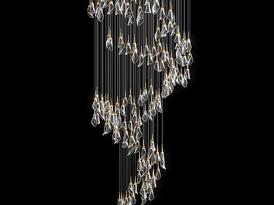 Elegant Modern Crystal Chandelier With Hanging Pendant Crystals And Illuminated Design 3d model