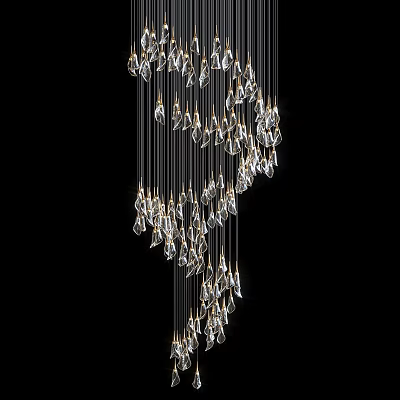 Elegant Modern Crystal Chandelier With Hanging Pendant Crystals And Illuminated Design 3d model