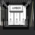 Modern JUMBLE Boxing Gym Interior Featuring Professional Ring And Training Space 3d model