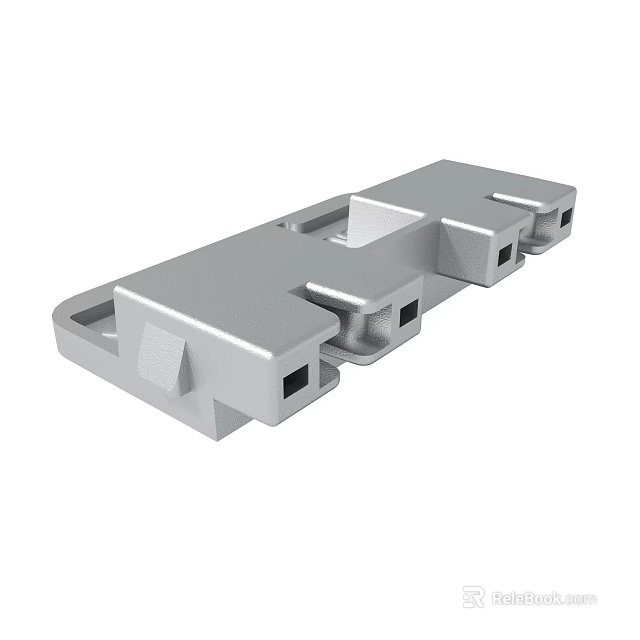 Silver Industrial Metal Component With Multiple Holes And Mechanical Structure 3d model 