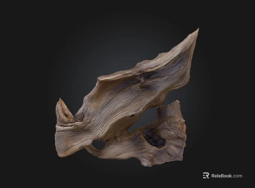 Rustic Stone Wood Art Sculpture With Natural Grain And Unique Form 3d model 