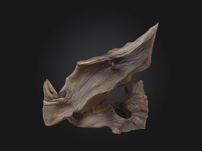 Rustic Stone Wood Art Sculpture With Natural Grain And Unique Form 3d model