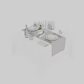Elegant Dinnerware Set with Plates Glassware Reserved Sign and Flower Vase on White Tablecloth