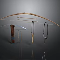 Traditional Weapon Bow With Wooden Arrows Quiver And Hunting Accessories