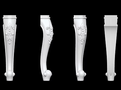 White Decorative Columns Showcasing Various Carved Patterns And Minimalist Designs 3d model