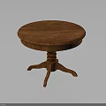 Classic Solid Wood Round Table With Pedestal Base And Simple Design 3d model