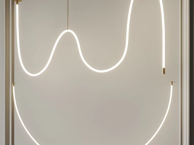 Modern Curved LED Chandelier With Sleek White Light Design For Interior Space Decor 3d model