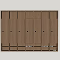 Practical Wooden Lockers With Multiple Cabinet Doors And Lower Storage Compartments 3d model