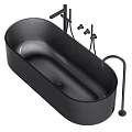 Modern Freestanding Bathtub in Black Orange Green with Sleek Faucet Design for Bathroom Interior