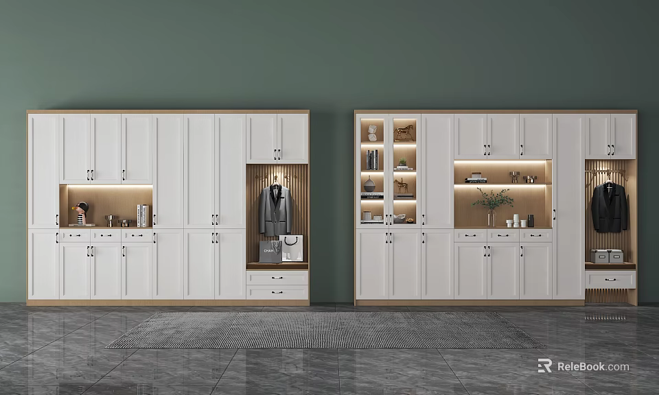 Modern Shoe Cabinet Design With Built In Lighting And Multiple Storage Compartments 3d model