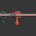 Hardware Tools Pipeline Fittings With Red And Green Knobs And Metal Tag 3d model
