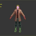Game Movie Character Model Wearing Tan Coat Black Shirt Black Pants Brown Boots White Gloves