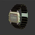 Square Digital Watch With Black Strap Metal Case And Digital