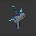 Futuristic Sci Fi Weapon 3D Model With Blue Accents And White Gray Body