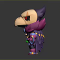 Cartoon Style Game Character with Skull Head Purple Pink Cape and Various Facial Expressions Displayed