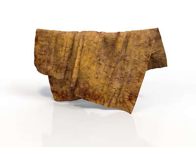 Wrinkled Brown Fabric With Textured Surface Placed On White Smooth Background 3d model