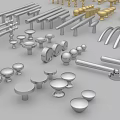 Silver and Gold Cabinet Handles Knobs and Hardware Accessories Collection 3d model