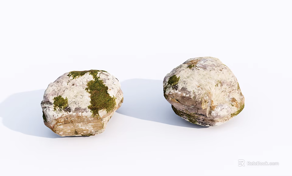 Natural Weathered Stones With Mossy Surfaces For Rustic Decor Projects 3d model 