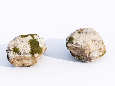 Natural Weathered Stones With Mossy Surfaces For Rustic Decor Projects 3d model