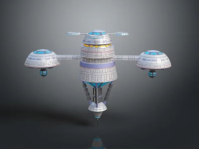 Futuristic Spaceship Design For Space Exploration With Cylindrical Body And Wing Like Modules 3d model
