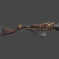 Wolf Head Designed Fantasy Weapon With Wooden Stock Metal Barrel And Golden Accents