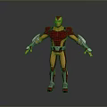 Game and Movie Character 3D Model With Red Yellow Armor Silver Armored Parts Standing Pose