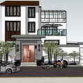 Modern Detached Villa With Glass Railing Balcony Leisure Area Double Garage And Greenery