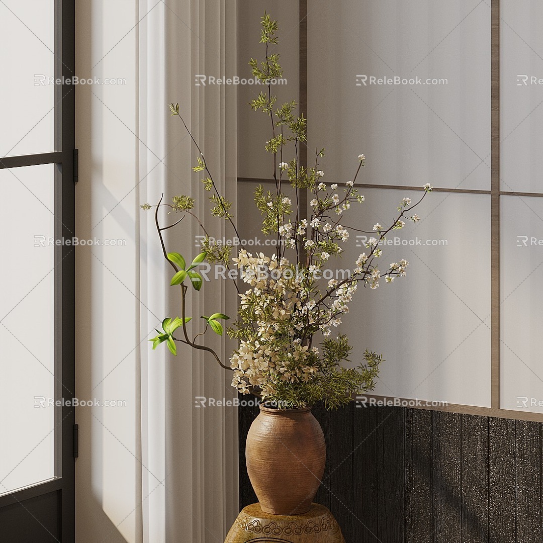 floral potted plant green plant potted plant 3d model