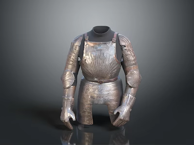 Ancient Medieval Weapon Armor With Silver Metallic Finish And Intricate Historical Design 3d model