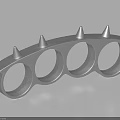 Metal Brass Knuckles Weapon With Sharp Spikes Four Finger Rings And Silver Smooth Surface
