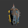 Blue Watercraft With Orange Accents Detailed Surface Structure And Industrial Design Elements