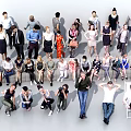 Diverse Group of People in Various Poses Standing Sitting with Casual and Formal Attire