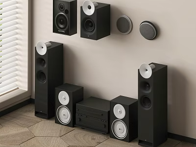 Home Audio Collection With Various Speakers Headphones Floor Standing Wall Mounted And Modern Sound Systems 3d model