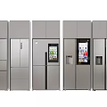 Multiple Modern Stainless Steel Refrigerators With Various Door Designs And Features 3d model