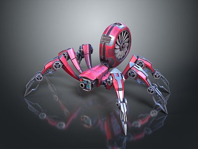 Robot Spider Robot Mecha Spider Science Fiction Spider Mechanical Spider Battery Spider Tower Defense 3d model