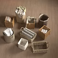 Various Wicker Fabric And Wooden Storage Baskets Organizing Clothes And Books