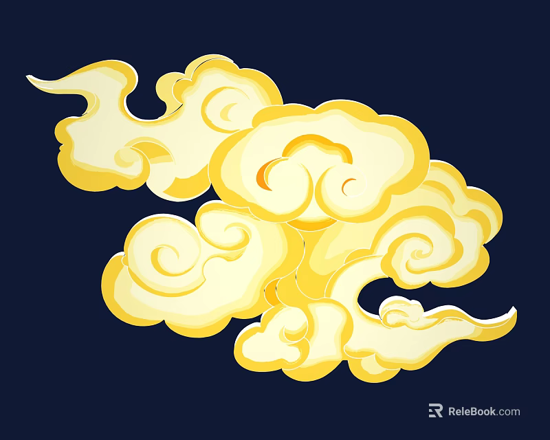 Elegant Traditional Chinese Golden Cloud Pattern Intricate Carving on Dark Background 3d model 