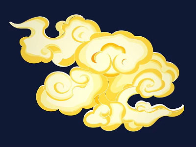 Elegant Traditional Chinese Golden Cloud Pattern Intricate Carving on Dark Background 3d model