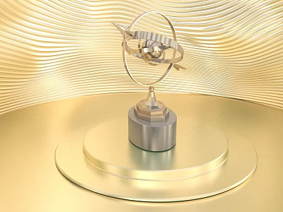 Sturdy Metallic Industrial Equipment With Circular Gear Design And Multi Layer Gold Base 3d model