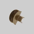 Golden Metallic Decorative Sculpture Featuring Spiral Curved Design Shiny Surface And Multi Angle View