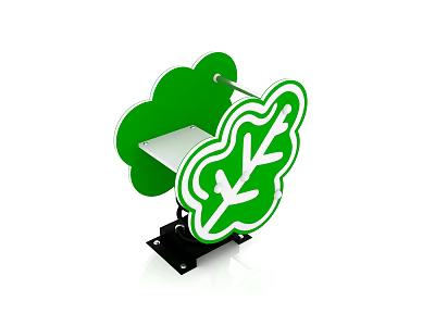 Green Leaf And Cloud Shaped Playground Equipment With Seat And Black Base 3d model