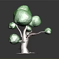 Decorative Green Tree Sculpture With Round Leaves And Yellow Spiral Patterns