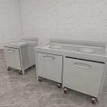 Durable Stainless Steel Commercial Worktables With Mobile Wheels And Storage Cabinets