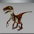 Animated Cartoon Dinosaur Character With Red White Body And Yellow Eyes